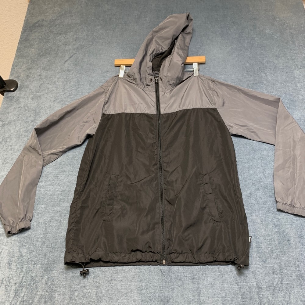 Beautiful Giant Windbreaker Jacket Mens Medium Black Gray Colorblock Full Zip